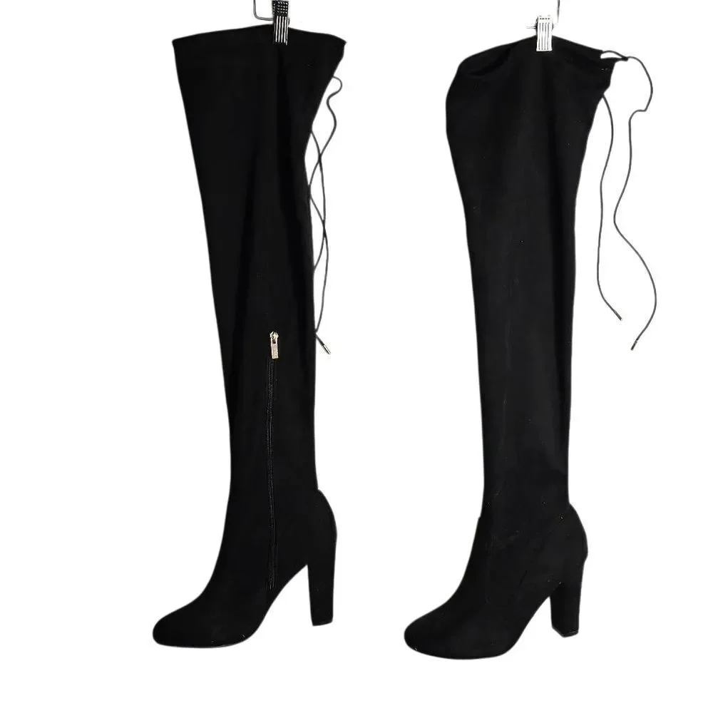 Journee Maya Block Heel Black Over The Knee Boots